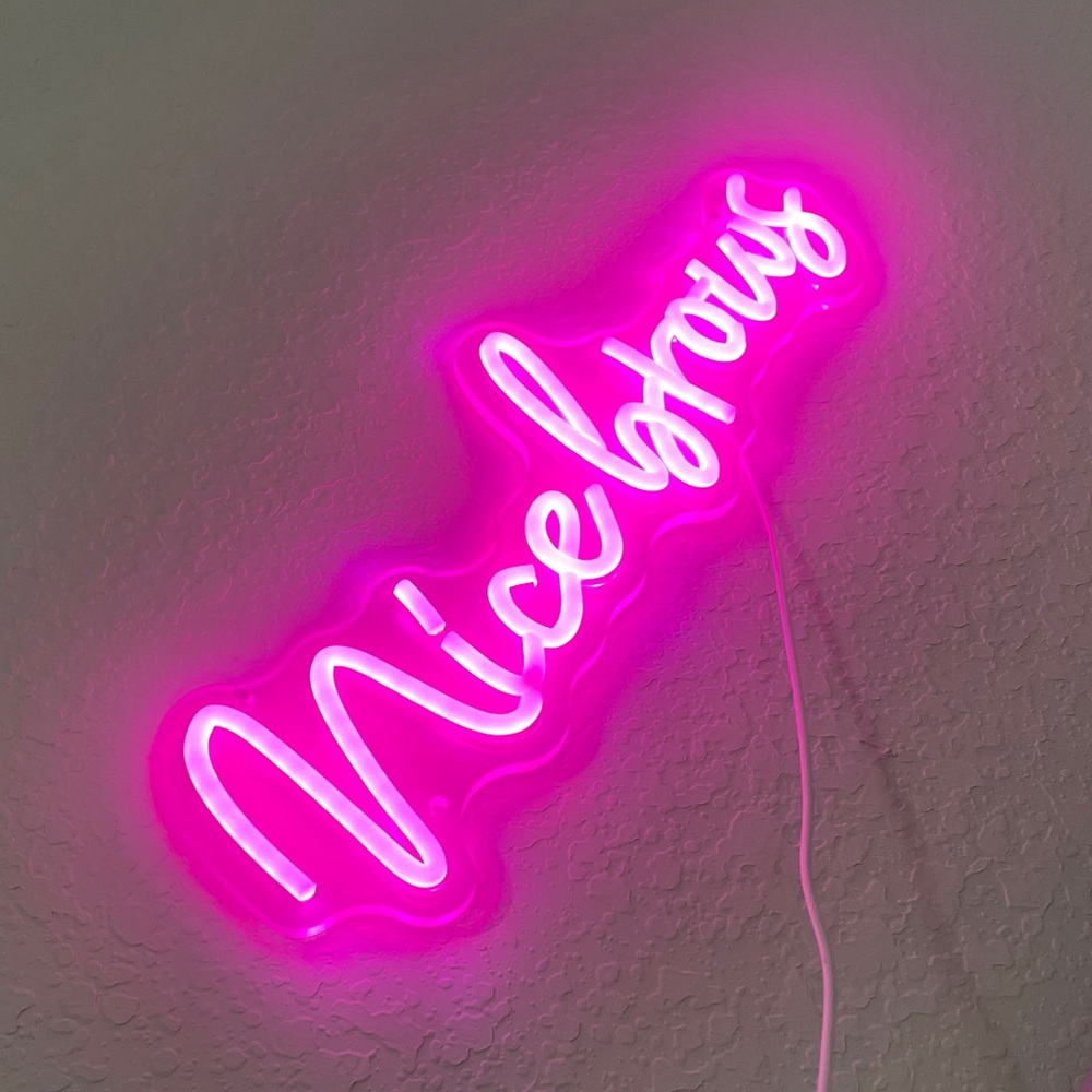 Pink "Nice Brows Neon Wall Sign